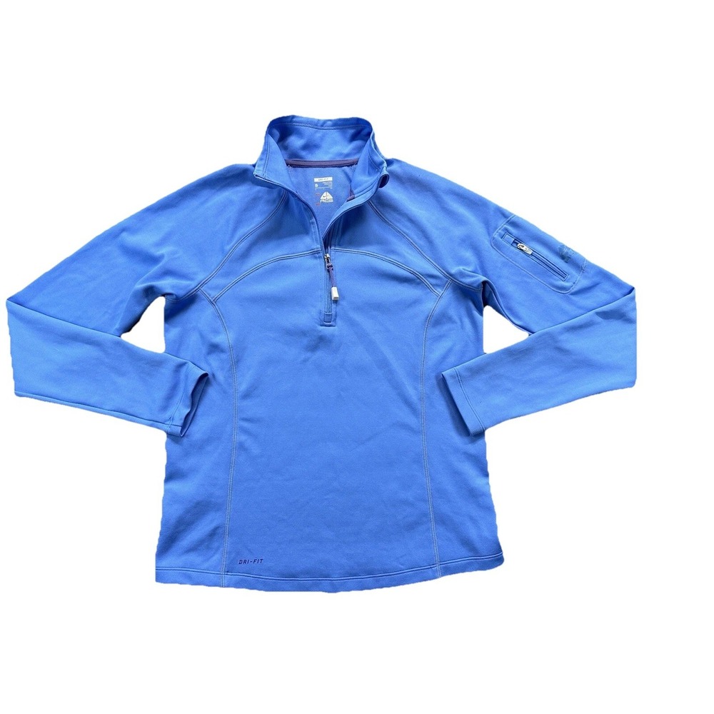Nike ACG 1/4 Zip Pullover Shirt Women's Small Blue Long SLV  Pocket Gym Athletic